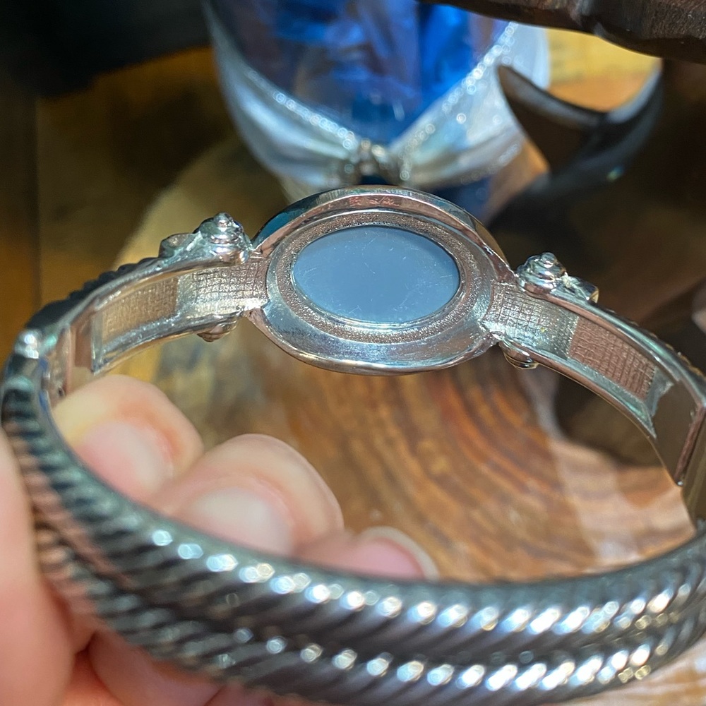 Vintage Elegant Statement Bracelet, Silver tone with Mirror - Picture 8 of 17